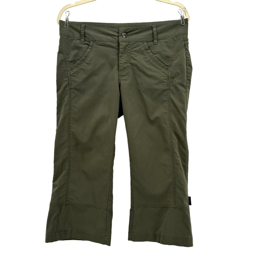 Prana Breathe Organic Cotton Blend Green Crop Capri Pants Womens 6
